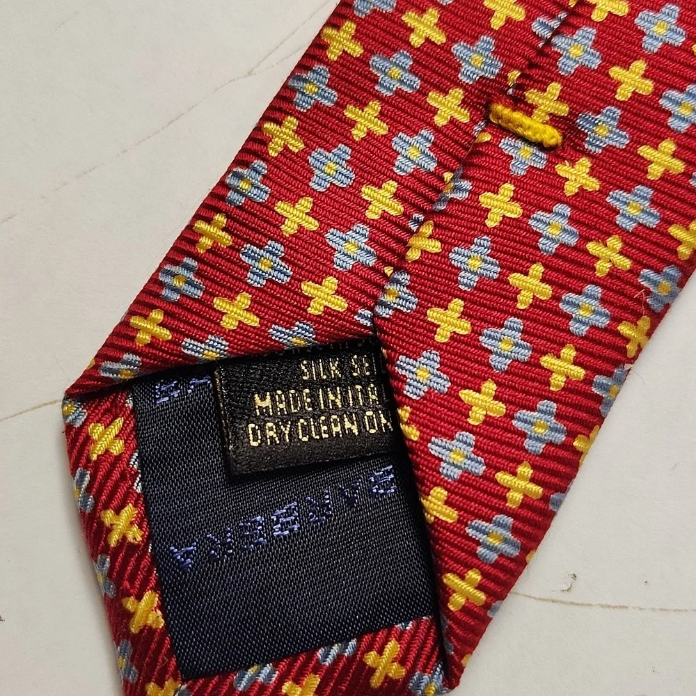 Luciano Barbera Red Blue Thick Silk Handmade Necktie Tie Italy